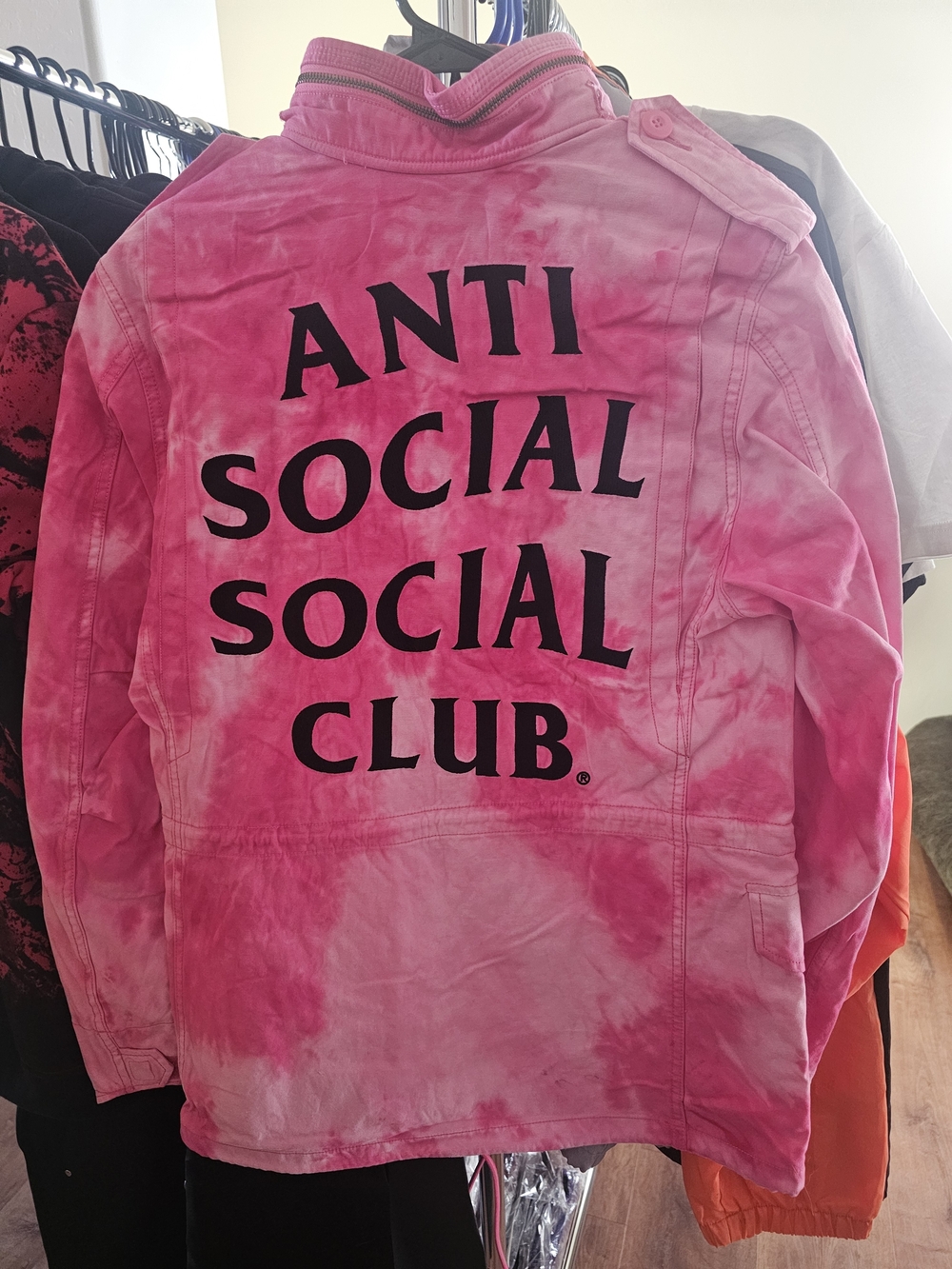 Anti Social Social Club Womens Pink Tie-Dye Jacket.